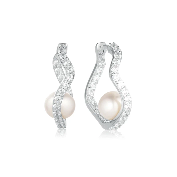 Ponza Örhängen i silver med cubic zirconia och sötvattenpärla från Sif Jakobs