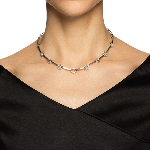 Ring Chain & Stars Necklace White Gold - Efva Attling halsband - Snabb frakt & paketinslagning - Nordicspectra.se