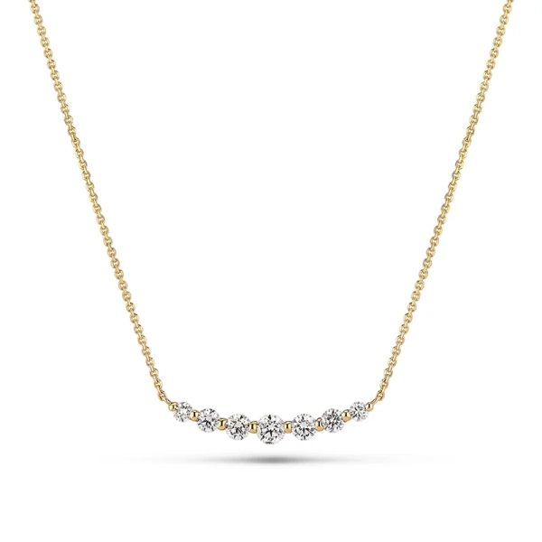 Tiara Grande Necklace i 14K guld med sju gnistrande syntetiska diamanter
