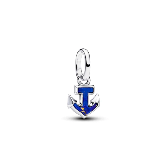 Mini-Anhänger „Blauer Anker“ von Pandora aus Silber mit Imitation von Lapislazuli und Sternenmuster