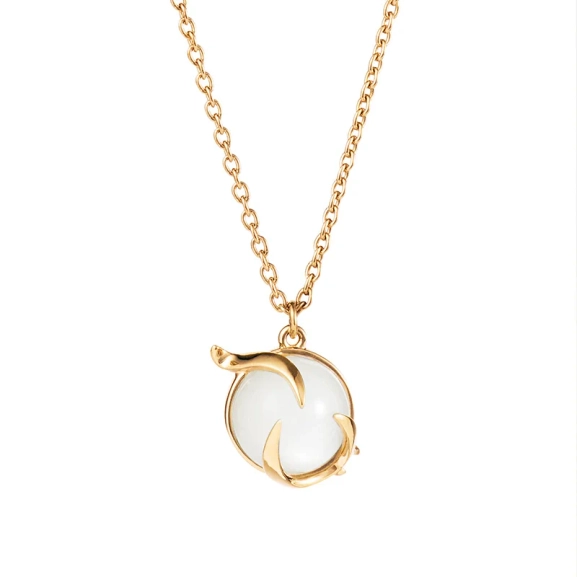 Frö Necklace i 18K guldpläterat silver med en skimrande månsten