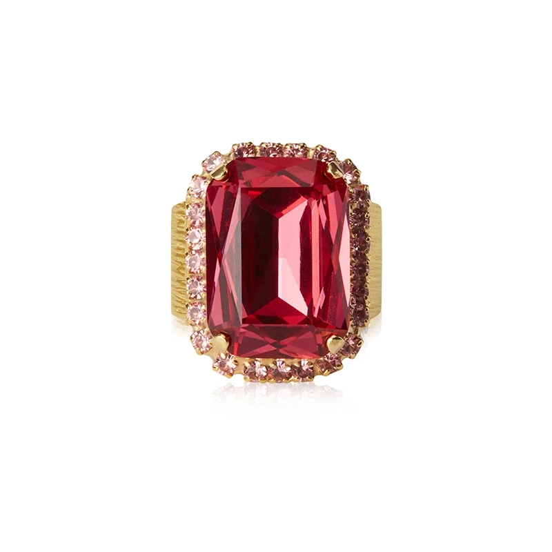 Lydia Cocktailring Gold Mulberry Red/Light Rose