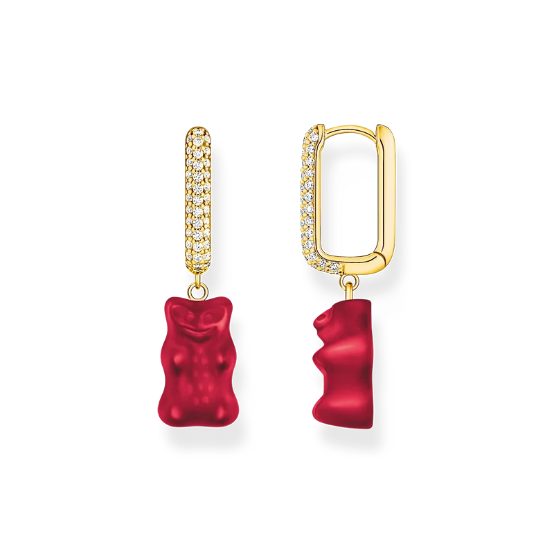Thomas Sabo - HARIBO Singelcreol Röd Gummibjörn med Glittrande Stenar Guld