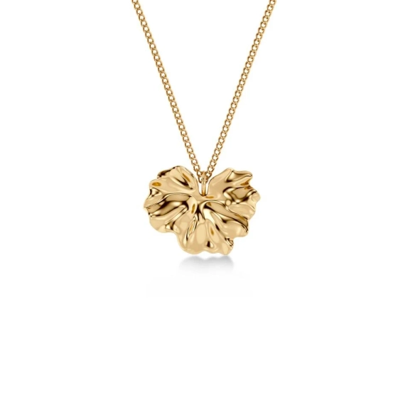 Halsband i 14K guldplätering med kedja som löper genom ett stort