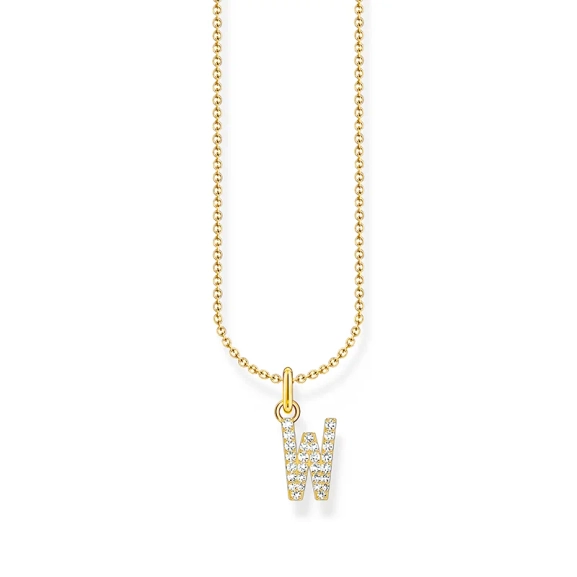 Glittrande Bokstavshalsband W Guld - Thomas Sabo - Snabb leverans & paketinslagning - Nordic Spectra