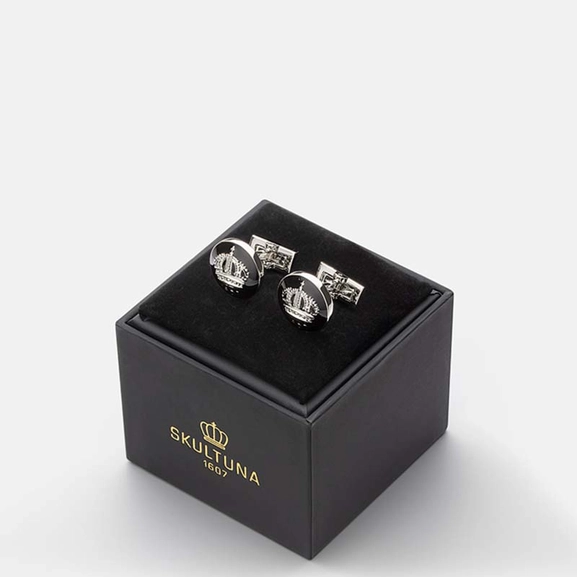 Manschettknappar The Crown Silver Baroque Svart - Skultuna - Snabb frakt & paketinslagning - Nordicspectra.se