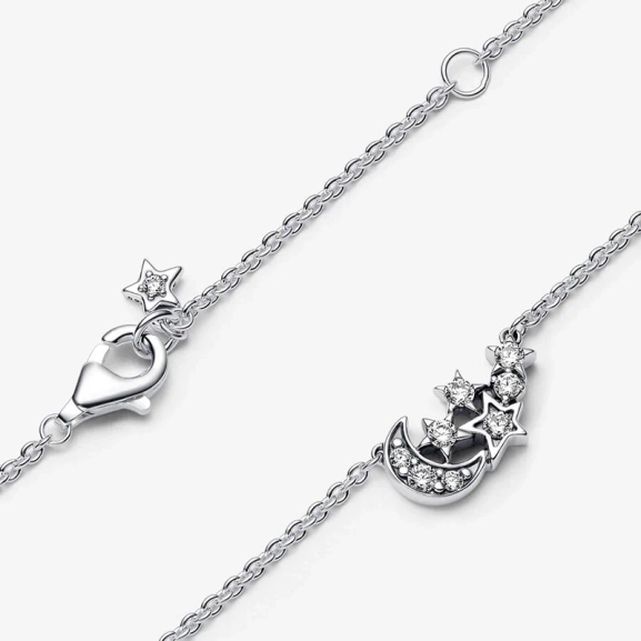 Collierhalsband med Glittrande Måne & Stjärna - PANDORA - Snabb leverans & paketinslagning - Nordic Spectra