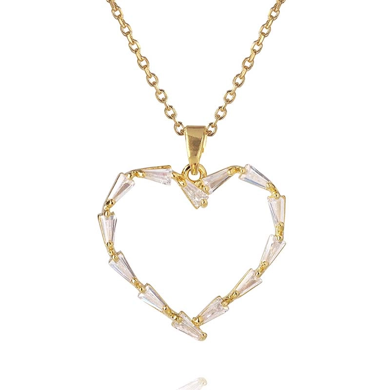 Caroline Svedbom - Baguette Heart Necklace Gold Crystal
