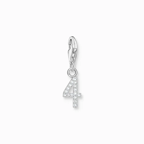 Charm-Anhänger Zahl 4 mit weißen Steinen Silber - Thomas Sabo - Nordic Spectra