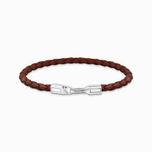 Smalt Läderarmband Brunt & Silver - Thomas Sabo - Snabb leverans & paketinslagning - Nordic Spectra