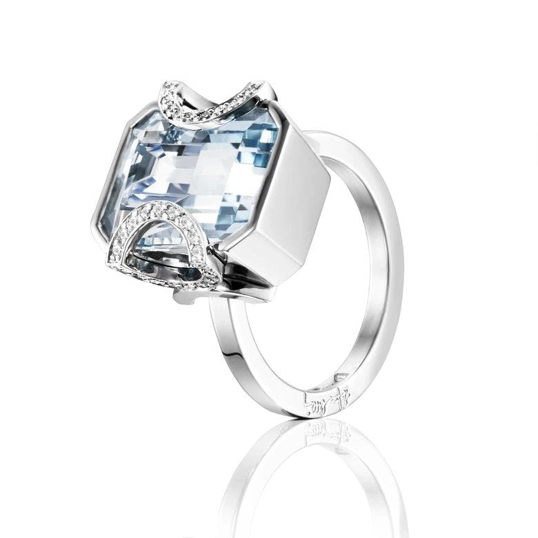 Efva Attling - Little Magic Star Ring Aquamarine White Gold