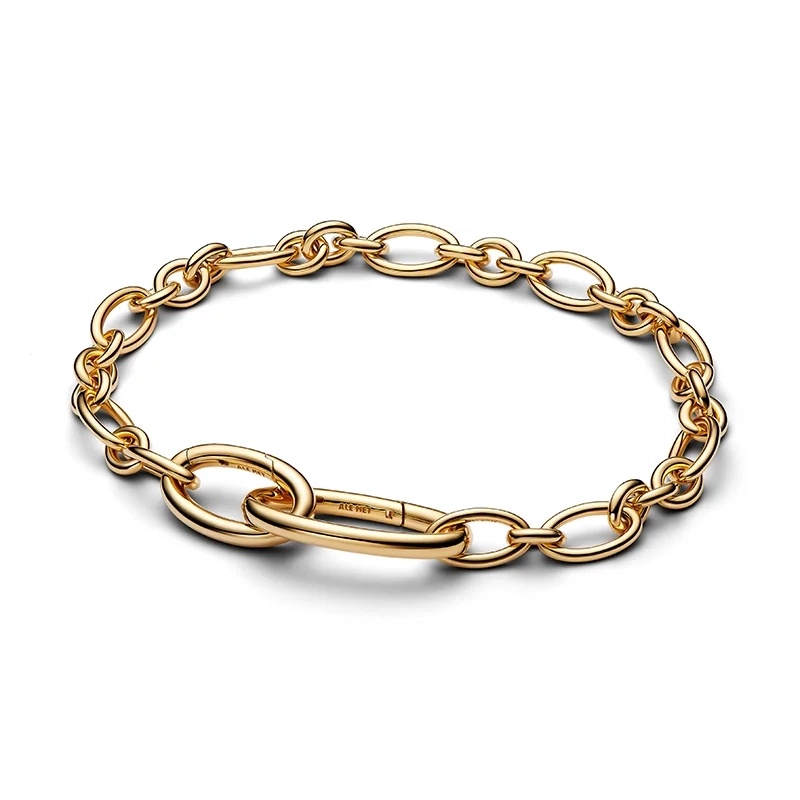 PANDORA - &Ouml;ppningsbart Ovalt L&auml;nkkedjearmband Guld