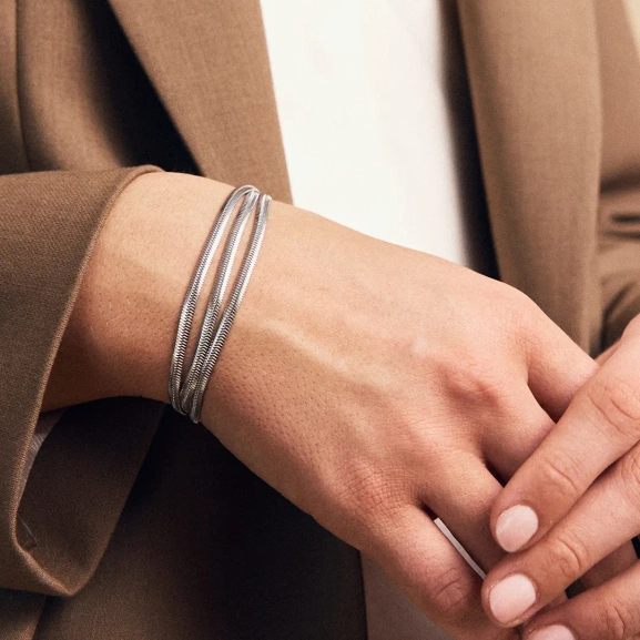 Herringbone Triple Bracelet Steel - Edblad - Snabba leveranser - Gratis paketinslagning