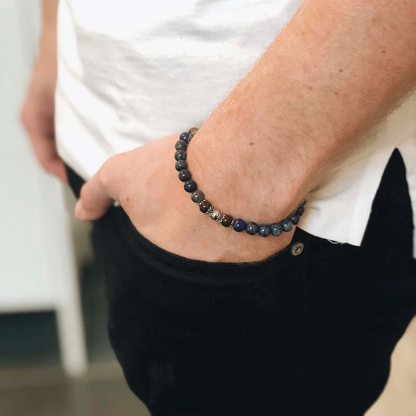 Beadsarmband Lapis/Blå tigeröga Stål Teen - By Billgren - Snabb frakt & paketinslagning - Nordicspectra.se