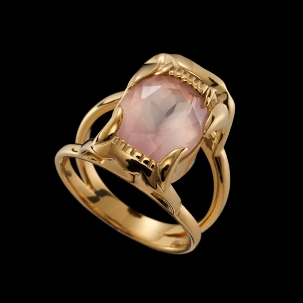 Jaw Stone Ring Rose Quartz Gold - Maria Nilsdotter - 1-2 dagars leverans - Nordic Spectra