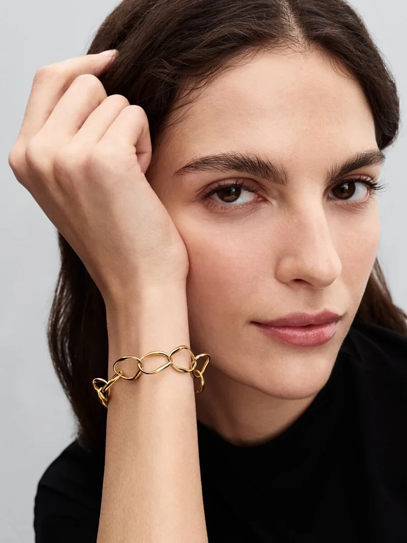 Armband med Organiskt Formade Band Guld från Pandora Essence - Elegant armband förgyllt med 14 karat guld