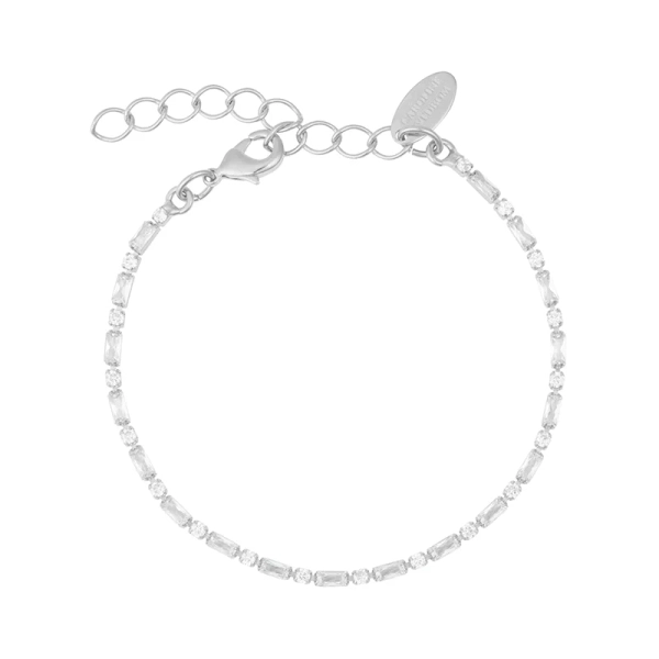 Ett elegant armband i rodium med gnistrande kristaller