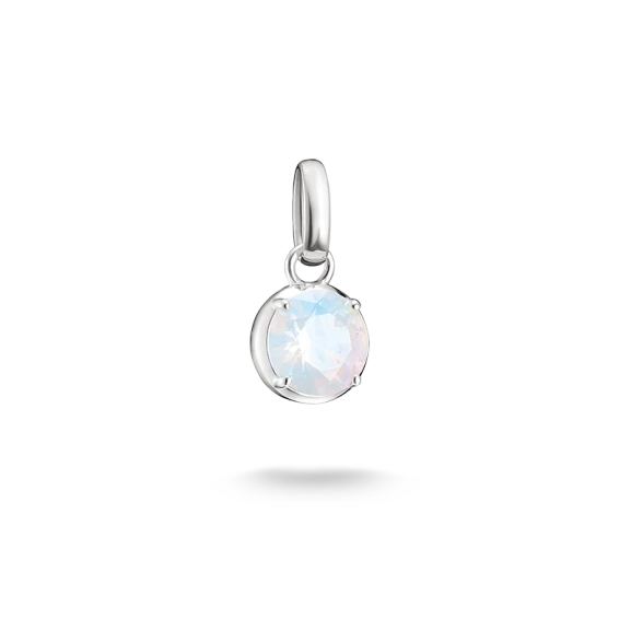 Thomas Sabo CC Connect Månadssten Juni: hjärtformad berlock i svärtat silver med vit opalstil-sten och gravyr "Jun".