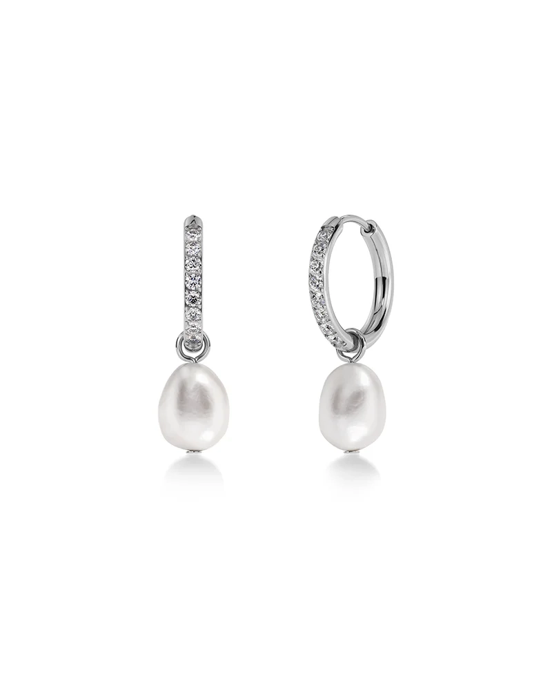 Perla Hoops Sparkle Silver