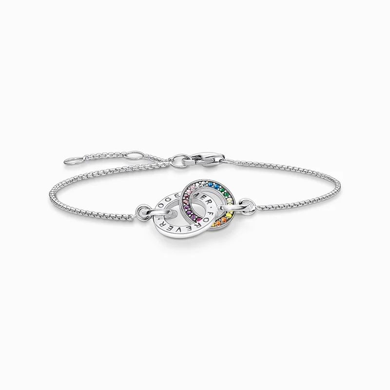 Thomas Sabo - Svärtat Silverarmband Together Färgstenar