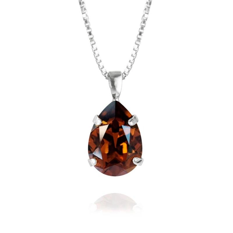 Caroline Svedbom - Mini Drop Necklace Rhodium Smoked Topaz