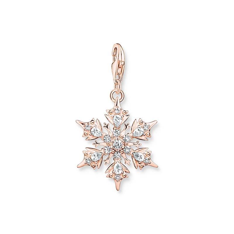 Snöflinga Vita Stenar Roséguld Berlock