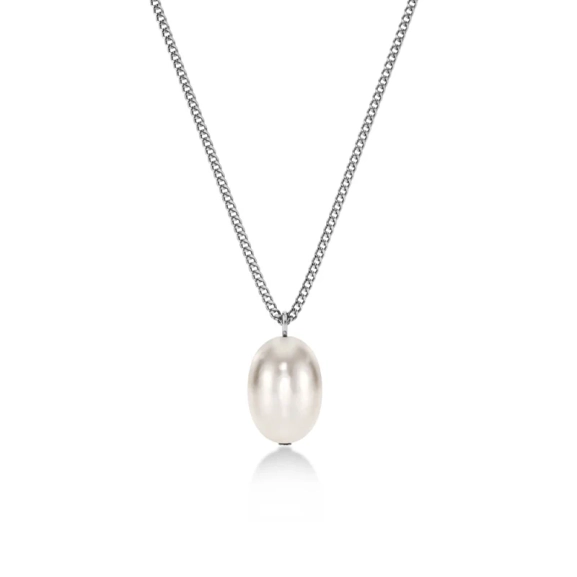 Halsband i stål med sötvattenpärla