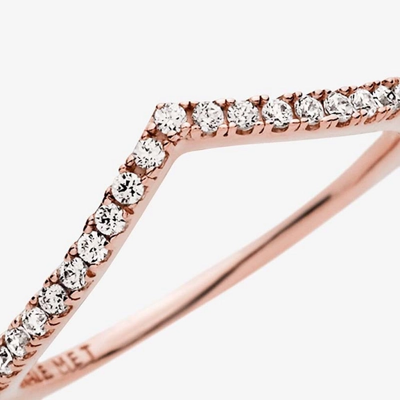 Glittrande Wishbone Ring Rosé - PANDORA - Snabb frakt & paketinslagning - Nordicspectra.se