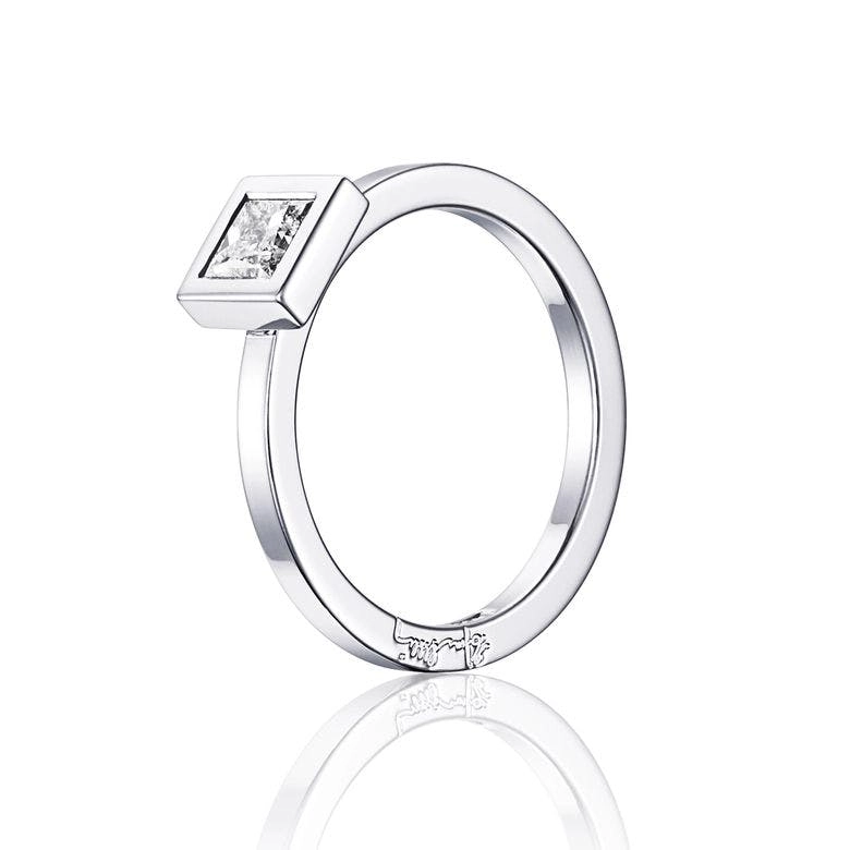 Efva Attling - Princess Wedding Thin Ring 0.40 ct White Gold