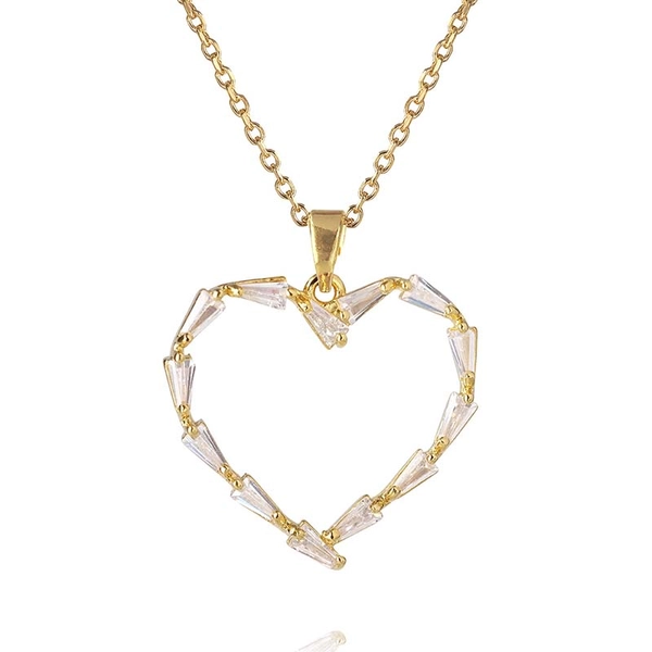 Baguette Heart Necklace Gold Crystal - Caroline Svedbom - Snabb frakt & paketinslagning - Nordicspectra.se