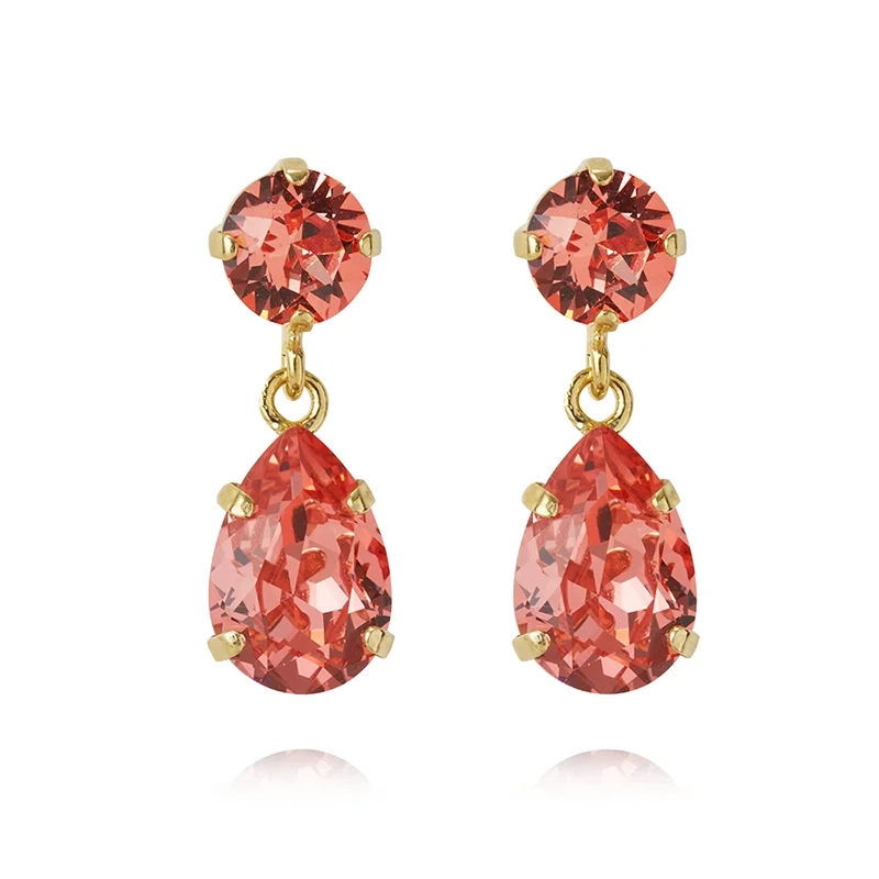 Caroline Svedbom – Mini Drop Earrings Gold Rose Peach