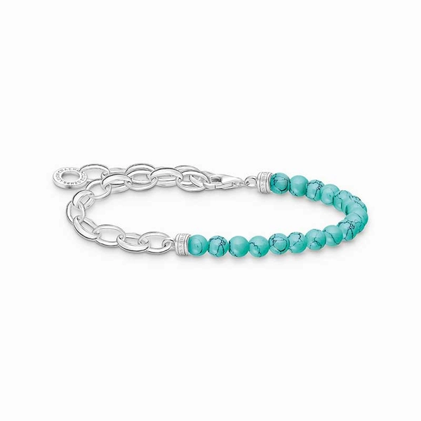 Charm bracelet with turquoise beads and chain links silver - Thomas Sabo - Suuri valikoima & ilmainen lahjapaketointi - Nordicspectra.fi