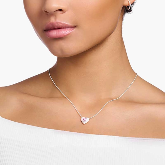 Halsband Hjärta Med Rosa Sten - Thomas Sabo berlock - Snabb frakt & paketinslagning - Nordicspectra.se