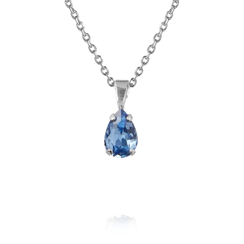 Caroline Svedbom - Petite Drop Necklace Rhodium Lapis