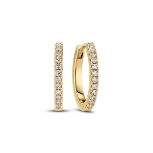 Alba Medio Earrings 14K Guld: Mellanstora creoler med syntetiska diamanter