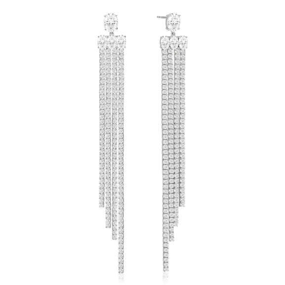 Ellisse Lungo Grande Örhängen i silver med gnistrande Cubic Zirconia-stenar från Sif Jakobs Ellisse-kollektion.