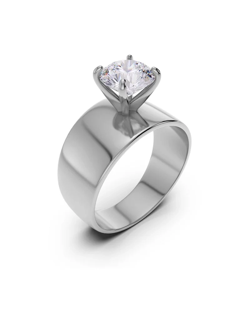 Stilfull ring i polerat rostfritt stål med gnistrande cubic zirconia-sten
