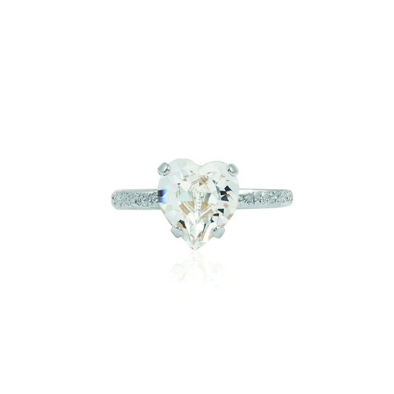 Caroline Svedbom - Heart Ring Rhodium Crystal