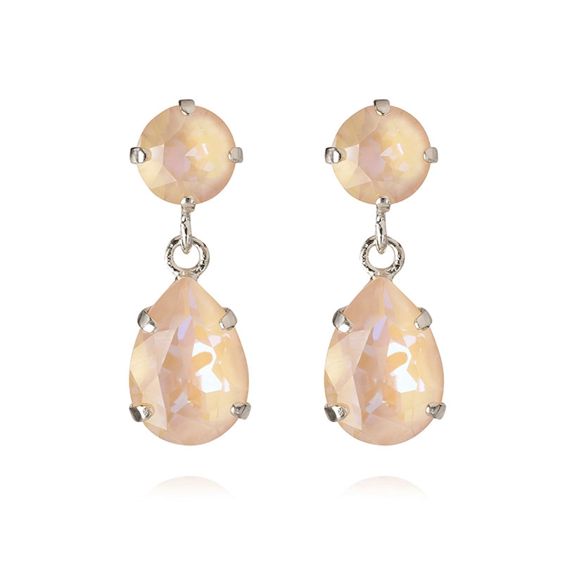 Caroline Svedbom – Mini Drop Earrings Rhodium Ivory Creme Delite