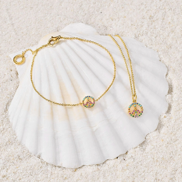 Necklace Peace Colourful Stones Gold - Thomas Sabo - Suuri valikoima & ilmainen lahjapaketointi - Nordicspectra.fi