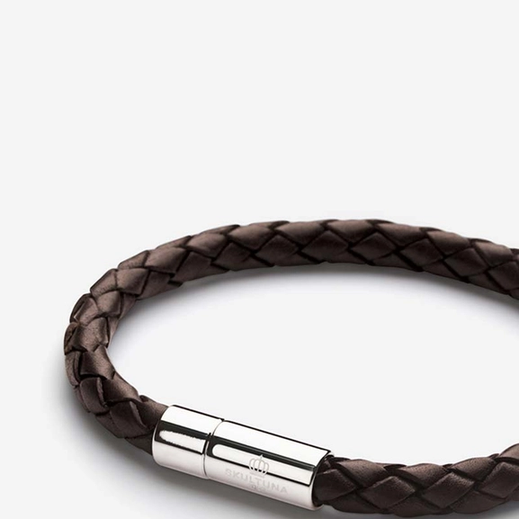 Leather Bracelet Silver - Dark Brown - Skultuna - Snabb frakt & paketinslagning - Nordicspectra.se