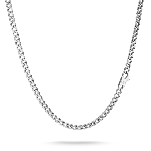 Rebel Pansar 7 mm stål halsband med markant pansarlänk i silverfärgat stål