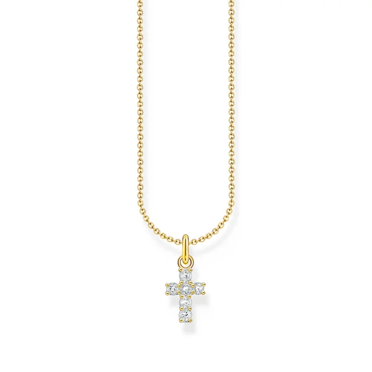 Halsband med Glittrande Kors Guld - Thomas Sabo - Snabb leverans & paketinslagning - Nordic Spectra