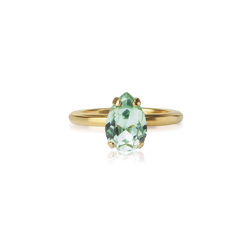 Caroline Svedbom - Petite Drop Ring Gold Chrysolite
