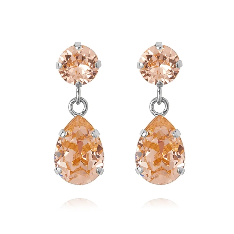 Caroline Svedbom – Mini Drop Earrings Rhodium Light Peach