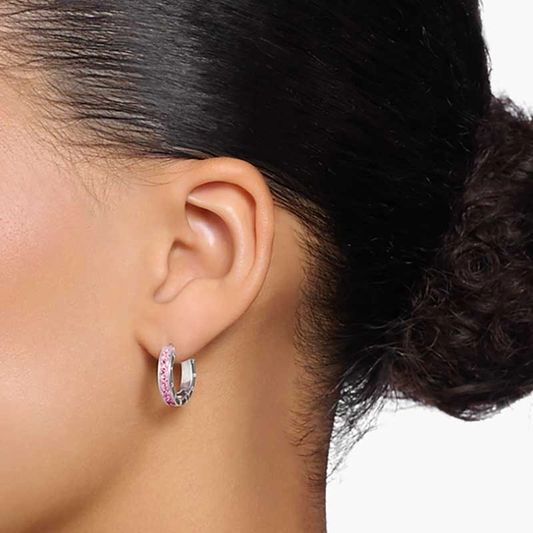 Creolen mit pinken Steinen Pavé Silber von Thomas Sabo, Schneller Versand - Nordicspectra.de