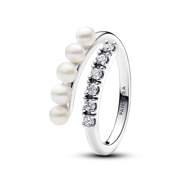 Behandelte Süßwasserzuchtperlen & Pavé Offener Ring - PANDORA - Nordic Spectra