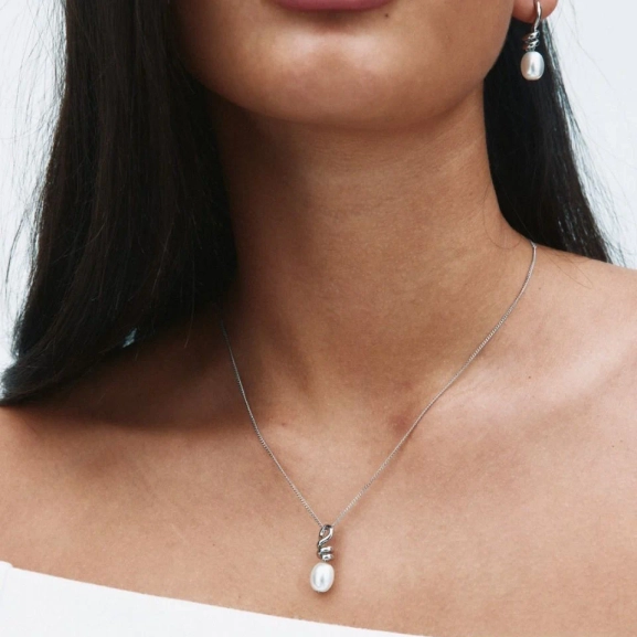 Halsband i polerat rostfritt stål med dubbel kedja och spiralform