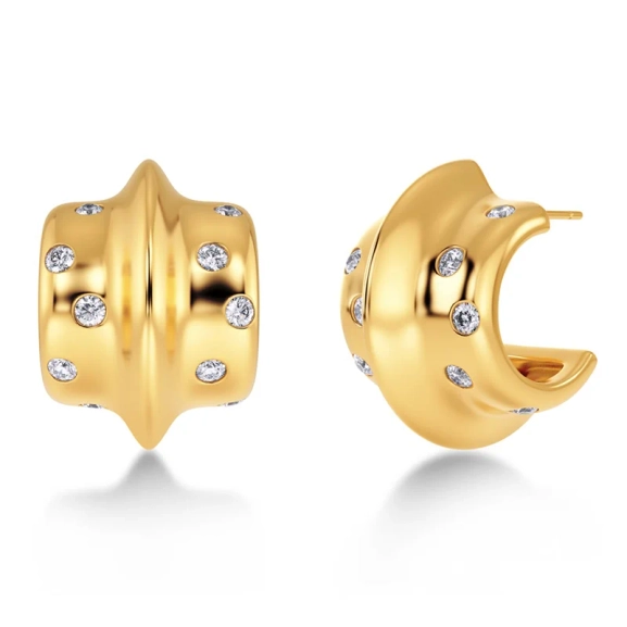 Barre Hoops L Gold örhängen i 14K guldplätering med cubic zirconia