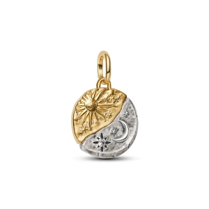 Medallion Sun & Moon Charm kultaa ja hopeaa. Toivon ja voiton symboli